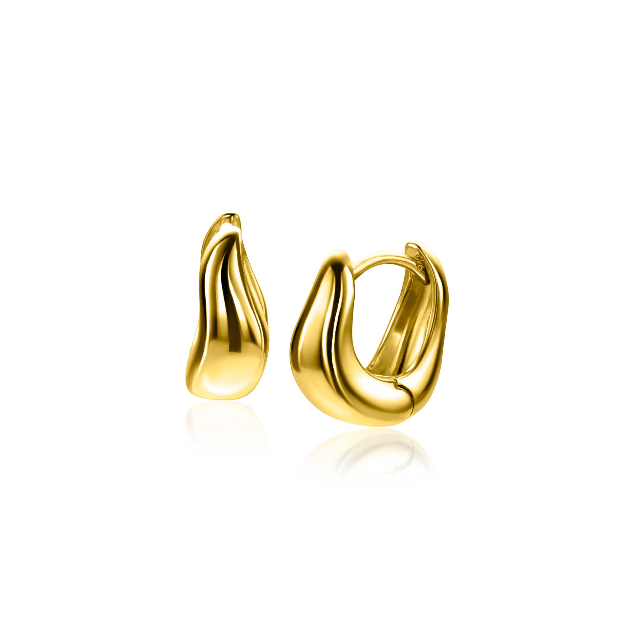 ZINZI gold plated zilveren oorringen (13mm) organisch gevormd met 5,5mm brede buis. Met luxe en gemakkelijke klapsluiting. Vervaardigd van eerste gehalte zilver (925) en extra geel verguld.