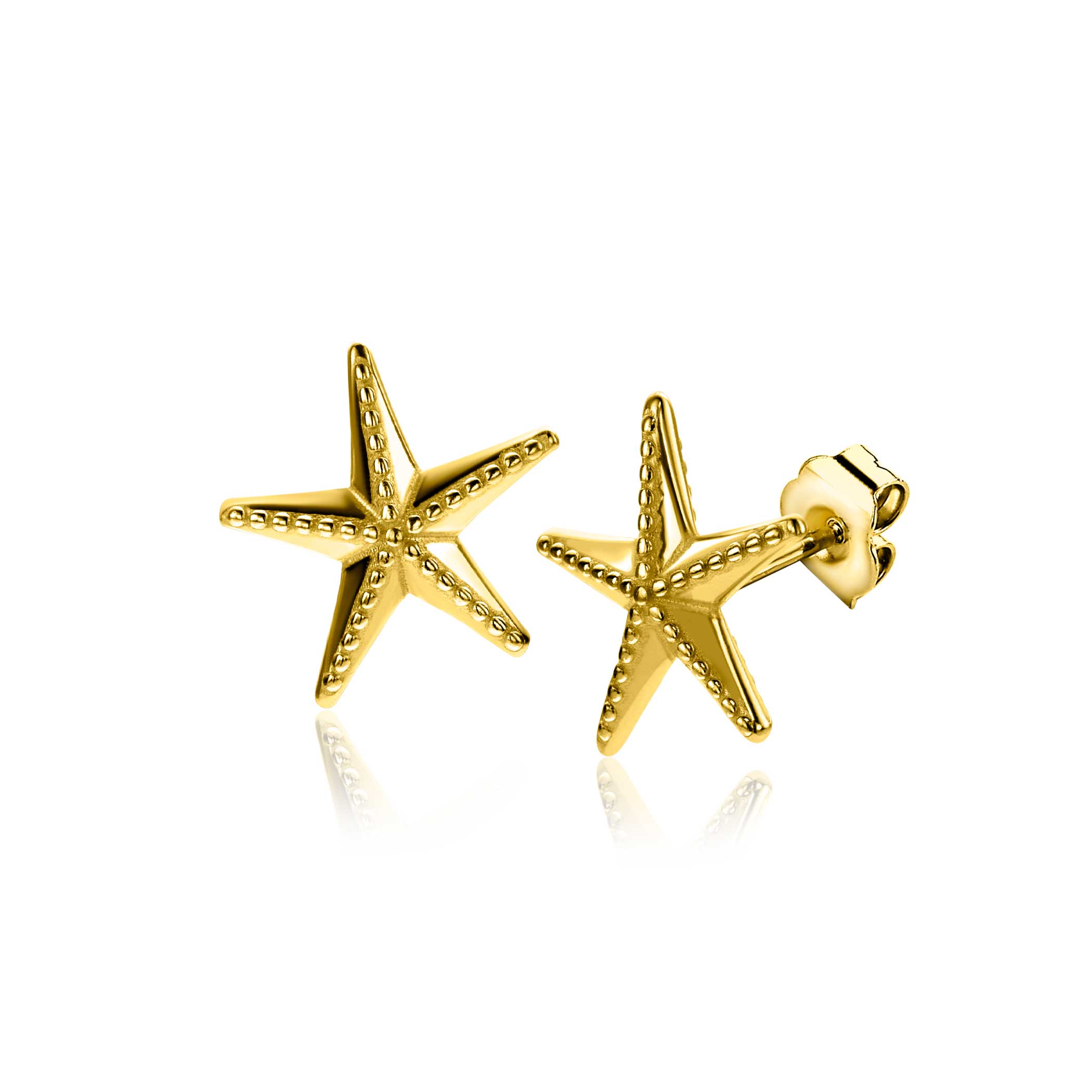 ZINZI gold plated zilveren oorstekers grote zeester 13mm. ZIO2641