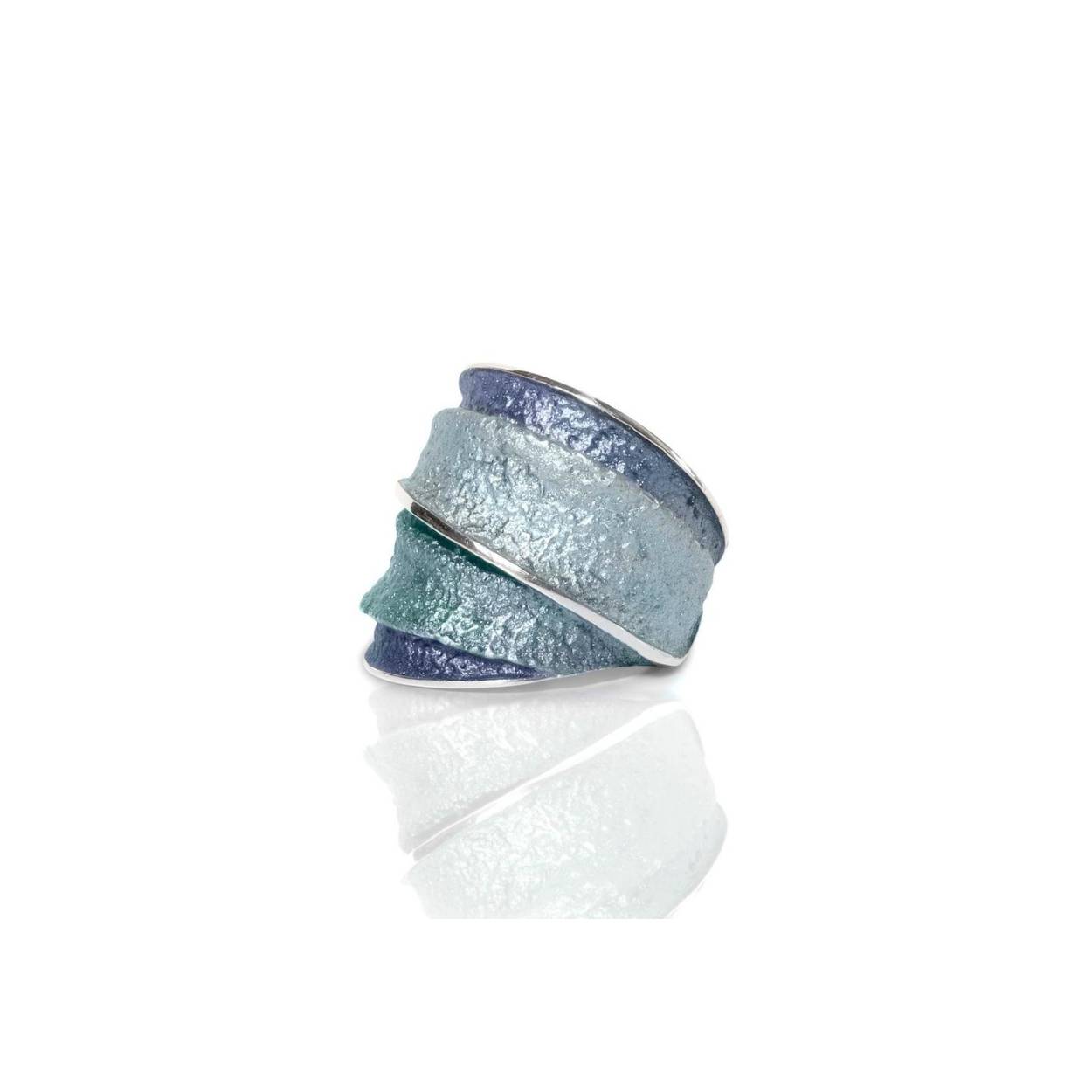 Arior Barcelona - Zilveren fantasie dames ring, Troia Big Formentera-blue 5 - 1182618XPU16