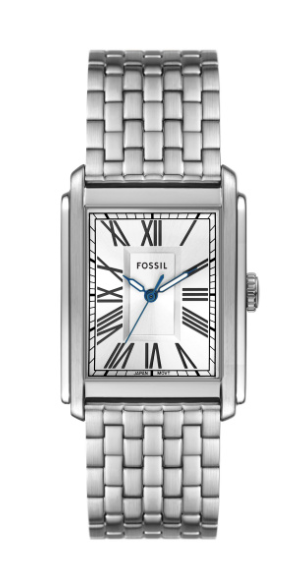 Fossil pols horloge staal met stalen band. 5 ATM waterdicht.