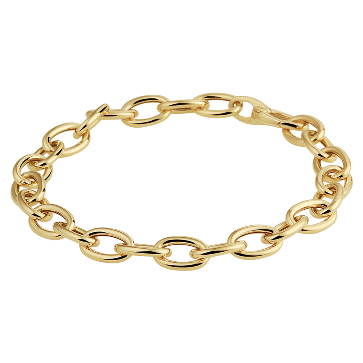 14k Geelgouden anker armband met een schakelbreedte van 7mm. De armband heeft een draaglengte van 19cm en is uitgevoerd met een stevige karabijn sluiting.