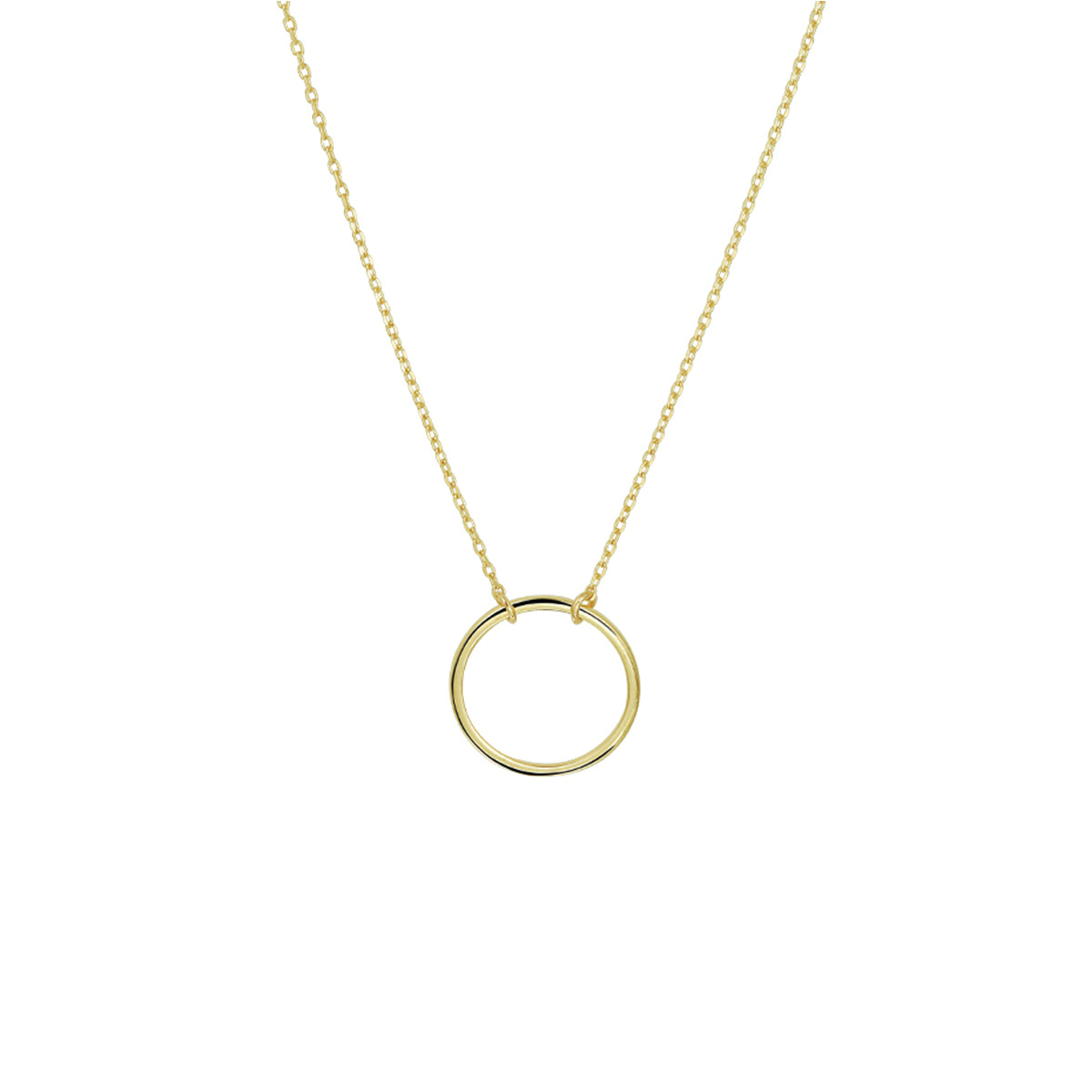 Trendy geelgouden anker collier met een schakelbreedte van 0.8mm en draaglengtes van 40 42 en 44cm. Het collier is uitgevoerd met een open rondje van 13mm. 