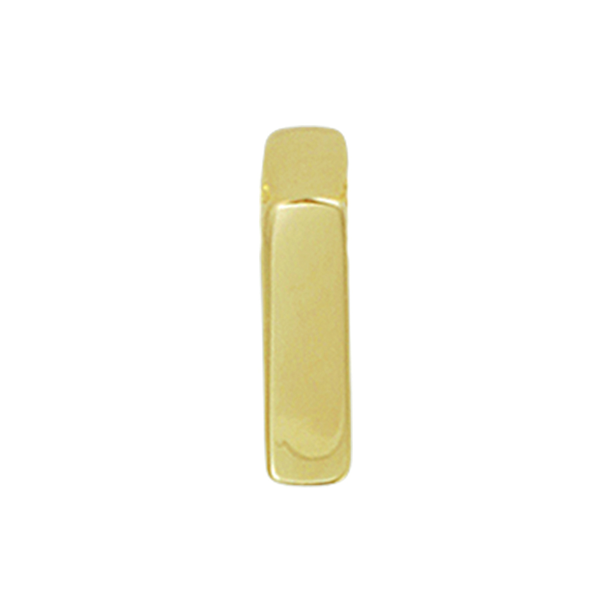 14k Geelgouden hanger uitgevoerd in de letter I. De hanger heeft een afmeting van 5.5x1.5mm.