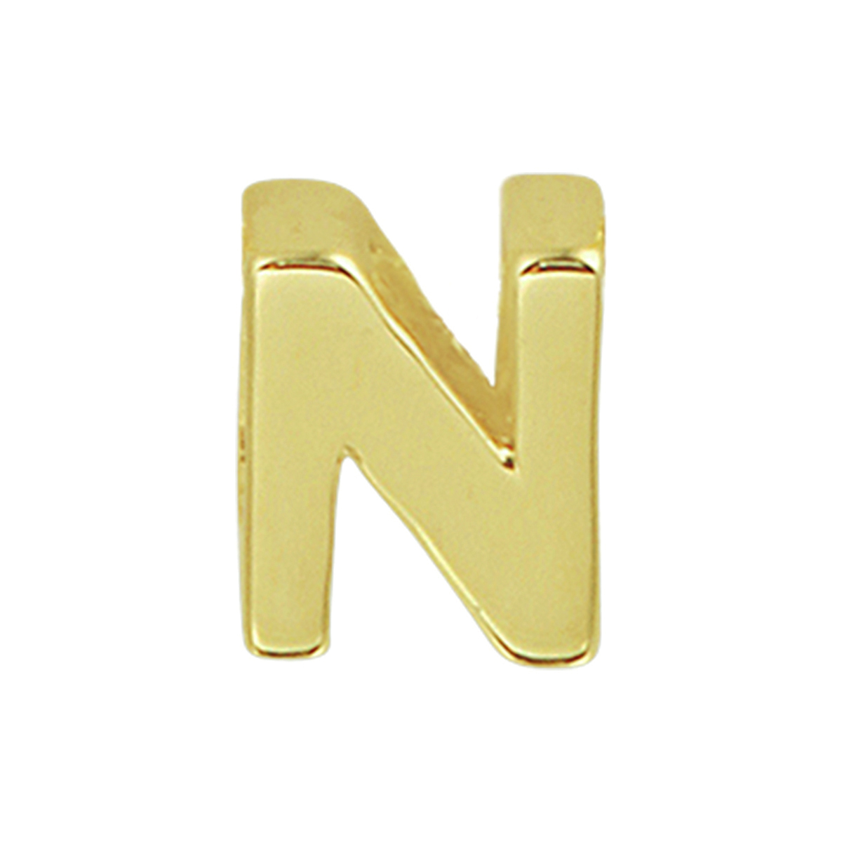 14k Geelgouden hanger uitgevoerd in de letter N. De hanger heeft een afmeting van 5.5x4.5mm.