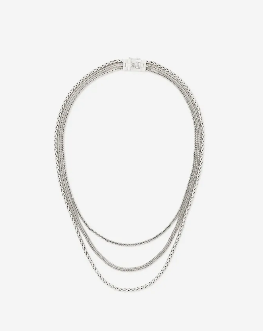 Deze verfijnde sterling zilver mini-ketting is door onze topdesigners met zorg ontworpen en bestaat uit de drie best-selling handgemaakte schakels ‘Barbara’, ‘Ellen’ en ‘George’. Het resultaat: een unieke combinatie van verfijnde lagen, die samensmelten tot één stijlvolle ketting. Met recht een prachtcombinatie.