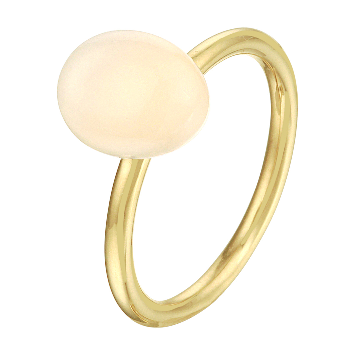 14k Geelgouden ring uitgevoerd met een schitterende wit chalcedoon.