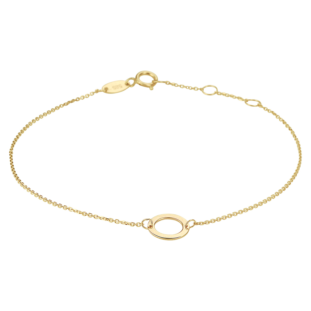 14k Geelgouden armband uitgevoerd met een rondje. De armband heeft draaglengtes van 16.5, 17.5 en 18.5cm. Het rondje heeft een diameter van 8mm.
