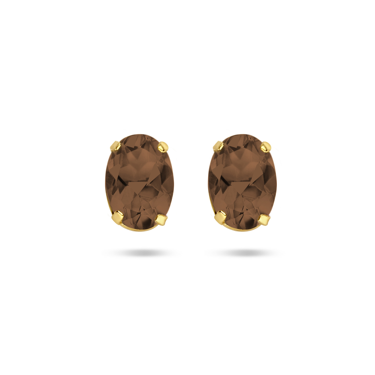 14k Geelgouden rookkwarts oorknoppen met een afmeting van 7x5mm. De rookkwarts stenen hebben een totaal steengewicht van 1.44ct (2x 0.72ct).