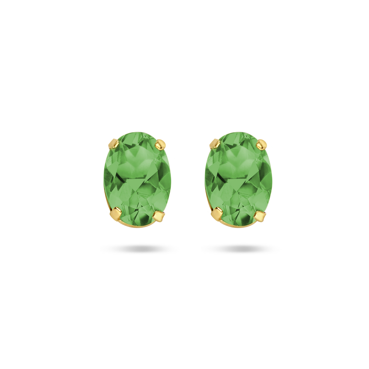 14k Geelgouden groen agaat oorknoppen met een afmeting van 7x5mm. De agaat stenen hebben een totaal steengewicht van 1.18ct (2x 0.59ct).