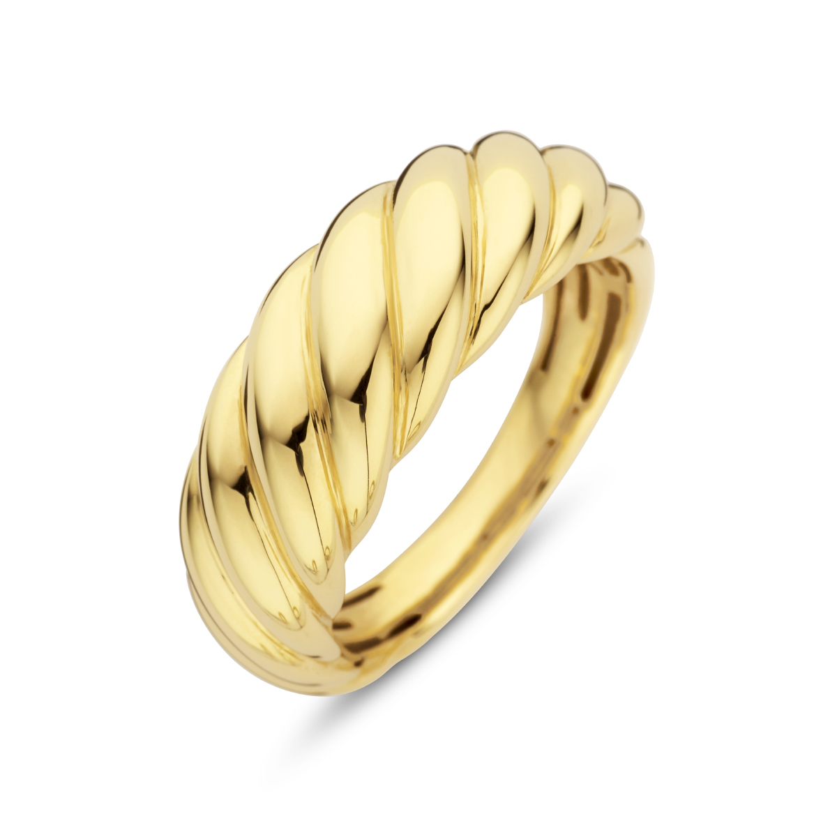14k Geelgouden ring met een breedte van 8mm.