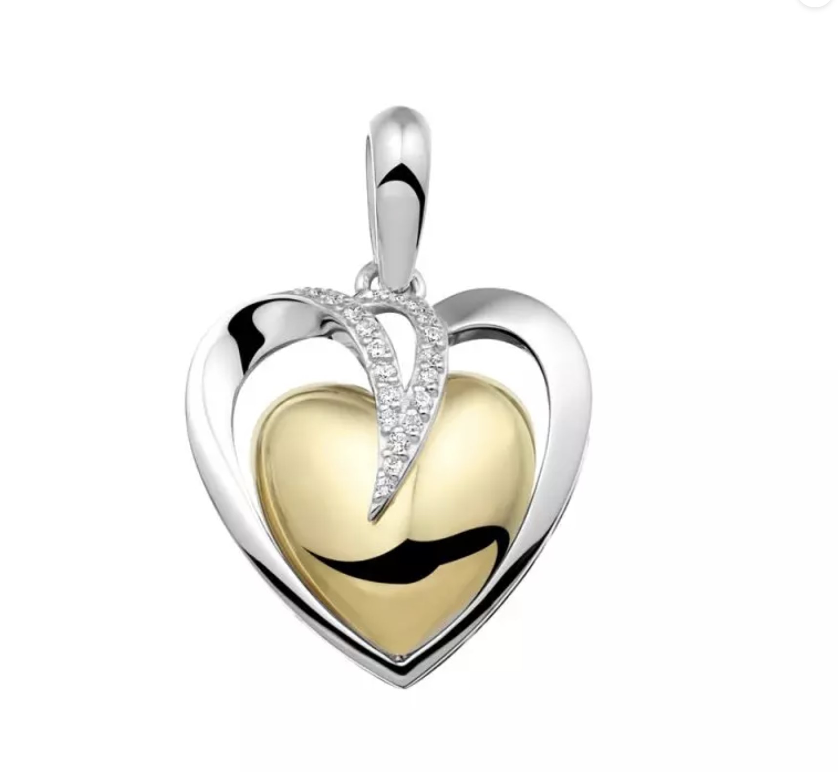 DOUBLE HEART BICOLOUR HIDDEN ASH PENDANT