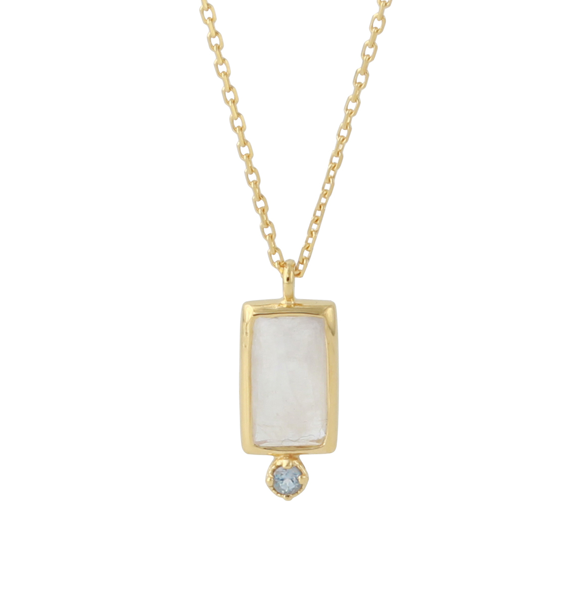 Zilver verguld collier , hanger met maansteen en kleine topaas