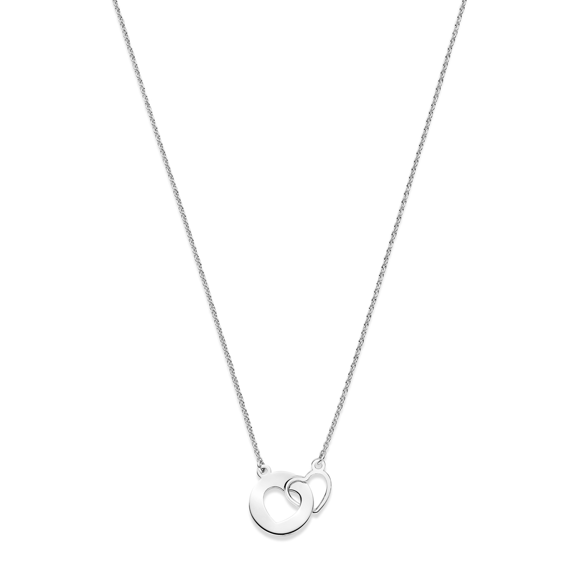 Dit prachtige collier is gemaakt van zilver en heeft twee open hartjes als uniek detail. De ketting heeft een lengte van 41 cm met een extra verlengstuk van 4 cm zodat je zelf de perfecte pasvorm kan creëren. Draag dit collier op zichzelf voor een subtiele look of combineer het met andere kettingen voor een trendy layered effect. Elegance en stijl in één!