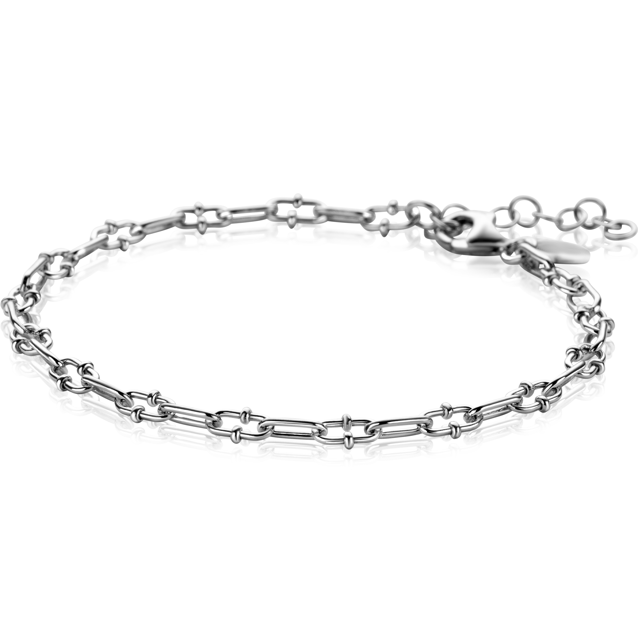 Productomschrijving
ZINZI zilveren armband met trendy paperclip schakels van 4mm breed, gedecoreerd met speelse bolletjes. De lengte van de armband is te variëren tussen 17-20 cm. Vervaardigd van eerste gehalte zilver (925) en voorzien van een extra rodium laag voor een witgouden glans.