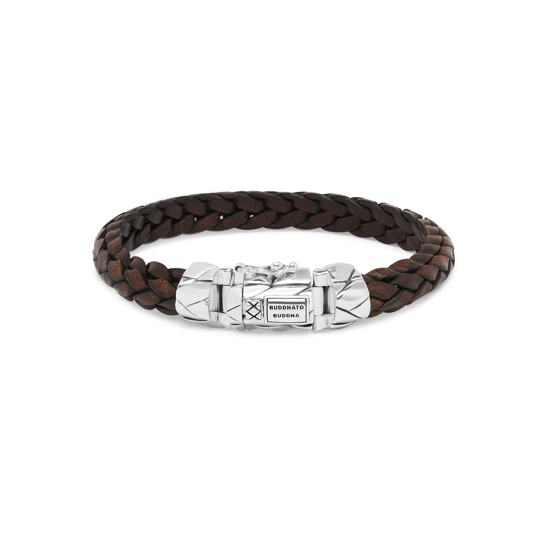 Buddha to Buddha - Mangky Small Leather Bracelet Brown zilver 126BR, maat 23cm - 001J051260407