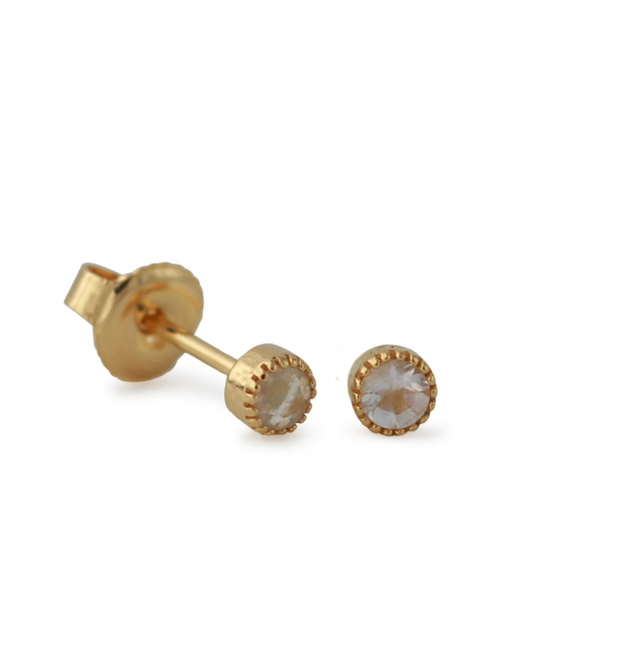 Zilver vergulde oorstekers met maansteen 3 mm