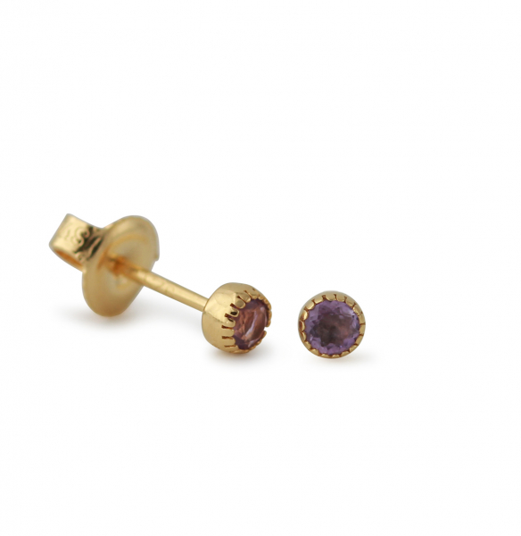 Zilver vergulde oorstekers met amethist 3 mm