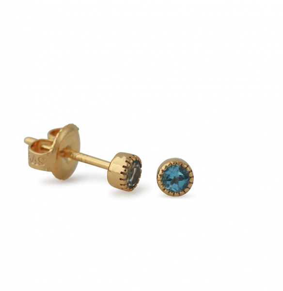 Zilver vergulde oorstekers met topaas 3 mm
