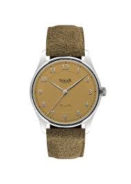 Levendig, kleurrijk maar toch ook klassiek. Dit omschrijft de nieuwe Ton sur ton-collectie van het Nederlandse merk Staudt. Deze collectie is speciaal voor dames uitgebracht en is gelimiteerd op 100 stuks van elke kleur. De maat van 37 millimeter is een fijne maat voor op een damespols, zit fijn en gemakkelijk te dragen. Welke kleur kiest u?