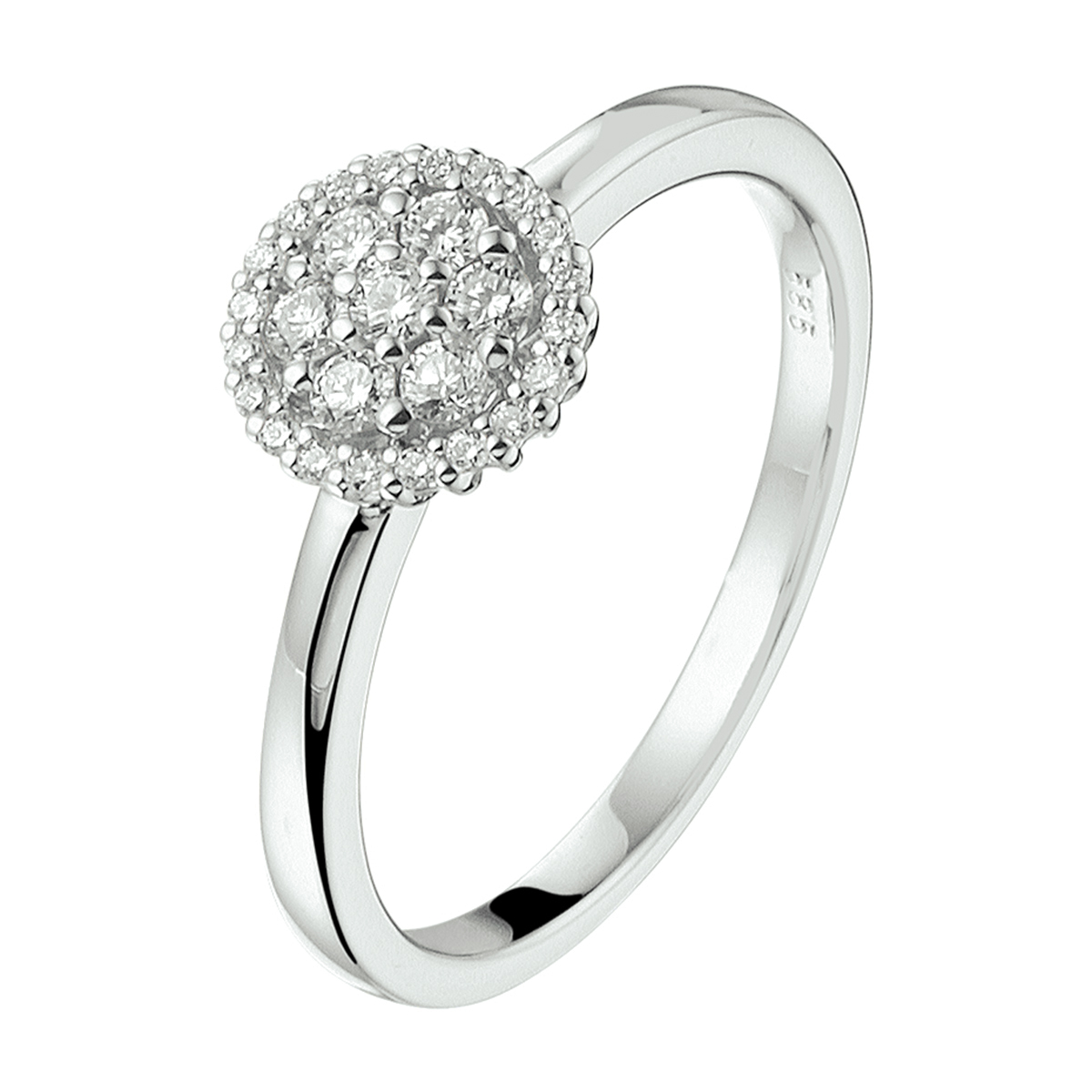 14k Witgouden ring met een breedte van 8mm. De ring is uitgevoerd met schitterende briljant geslepen diamanten.