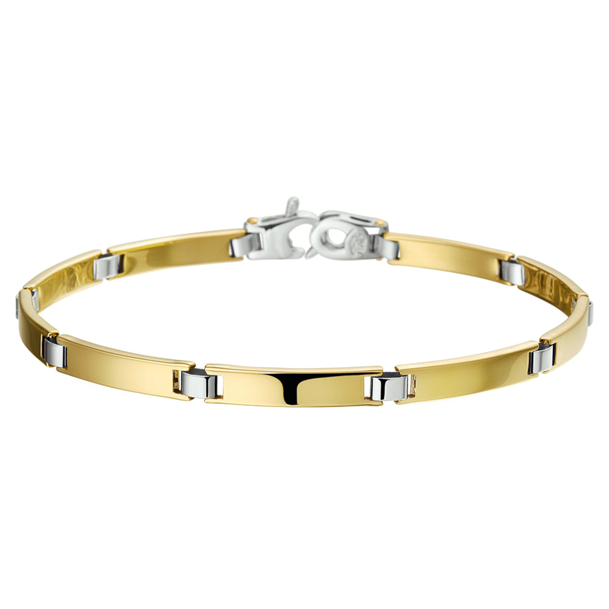 Beschrijving: Bicolor wit- en geelgouden choker armband.
Verpakt per: 1
Doelgroep: dames
Breedte: 4 mm
Langste lengte: 19 mm