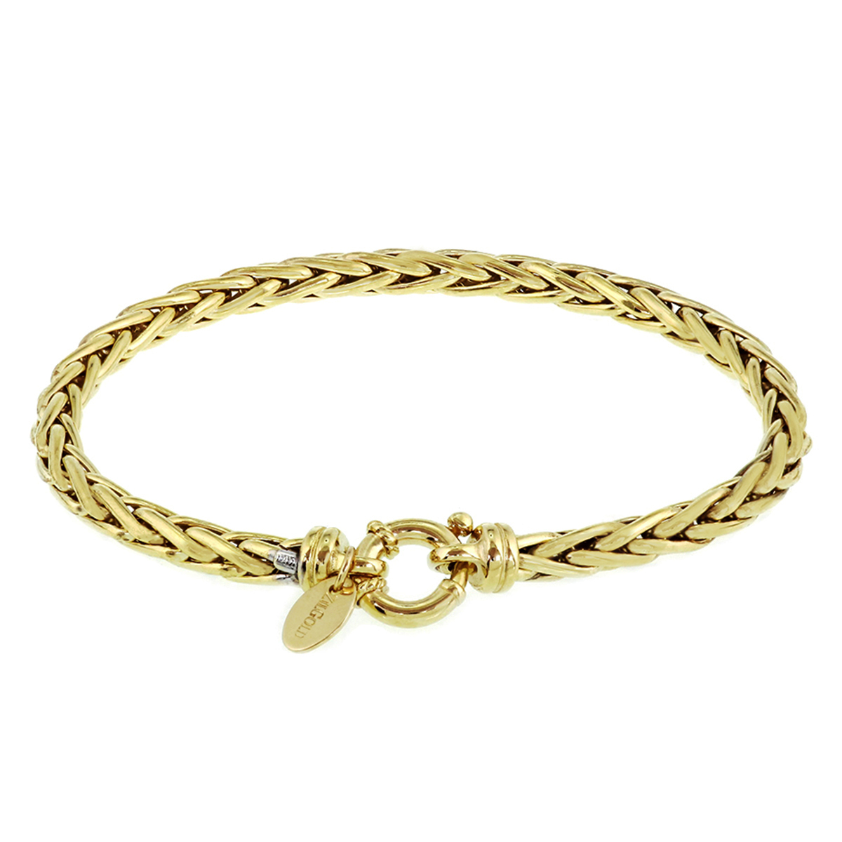 Geelgouden vossestaart armband met een zilveren kern.