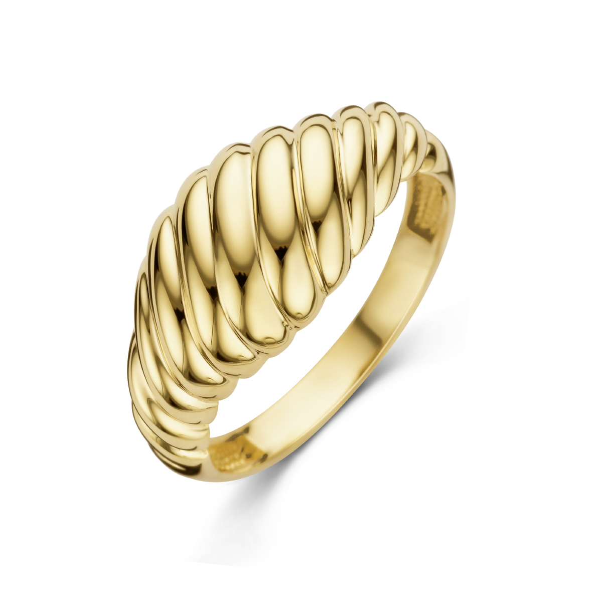 14k Geelgouden ring met een breedte van 9.5mm.
