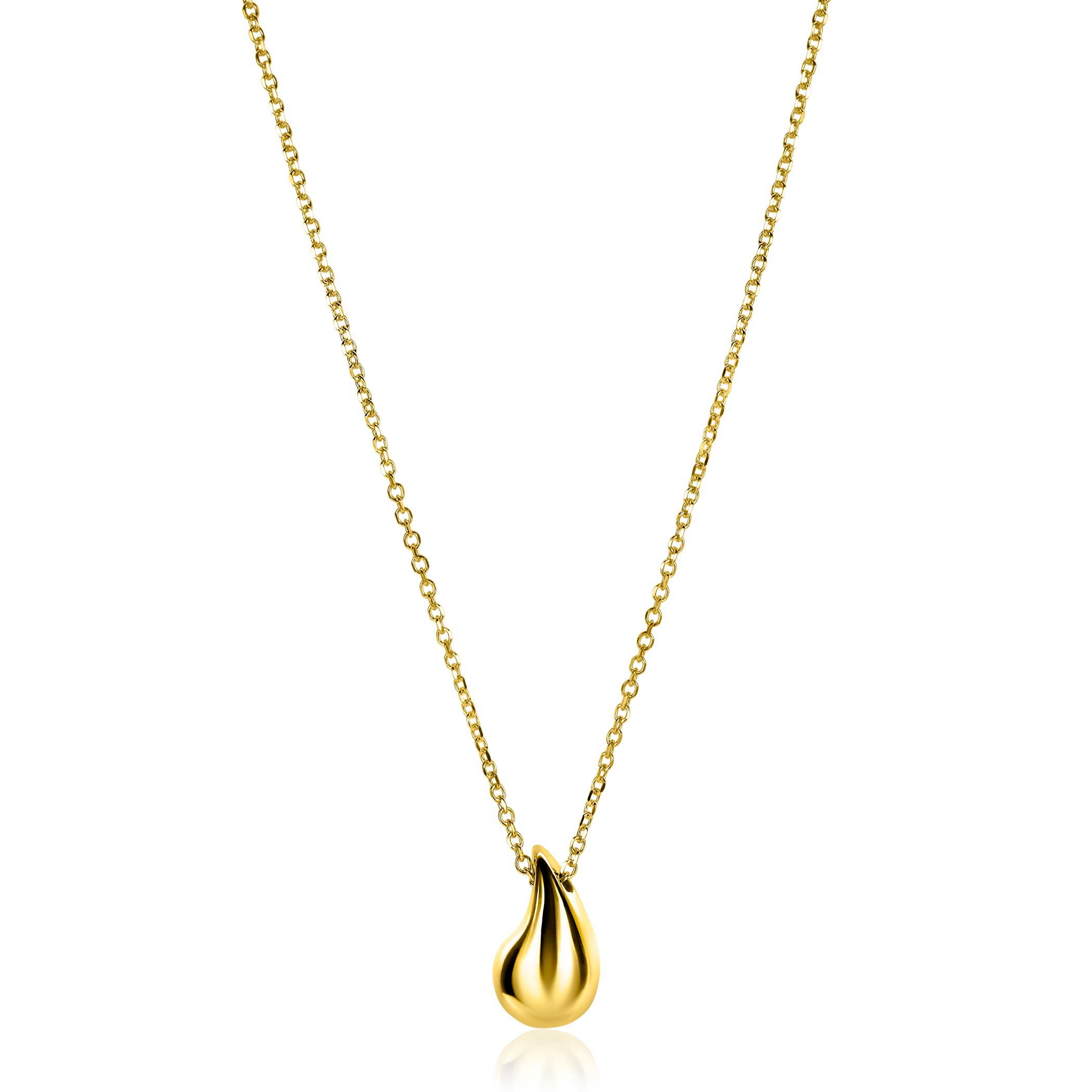 ZINZI gold plated zilveren jasseron ketting met glanzende organisch gevormde hanger (18mm). De lengte van de ketting is te variëren tussen 42cm en 45cm. Vervaardigd van eerste gehalte zilver (925) en extra geel verguld.