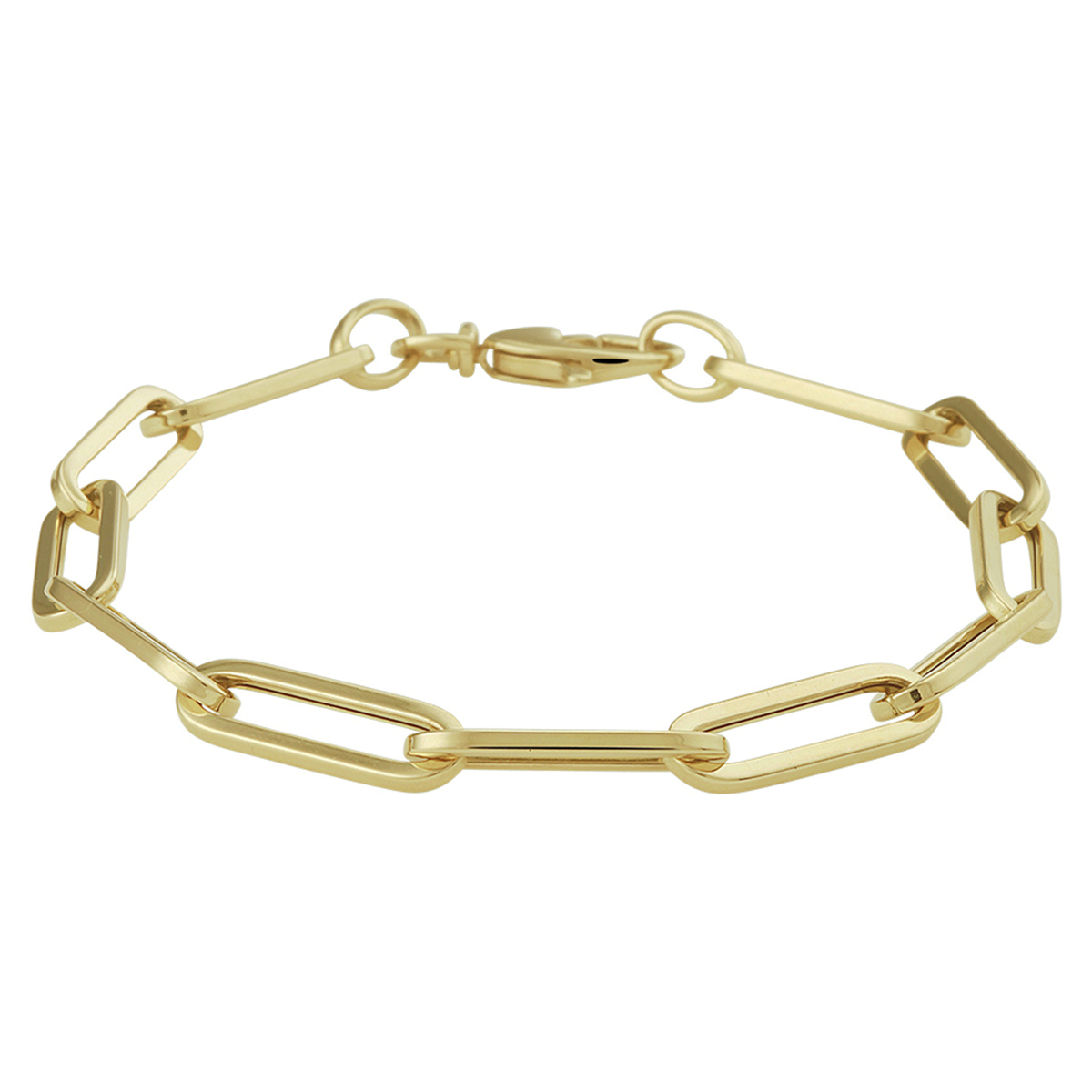 Een 14 karaat gouden paperclip schakel armband. 19 cm.