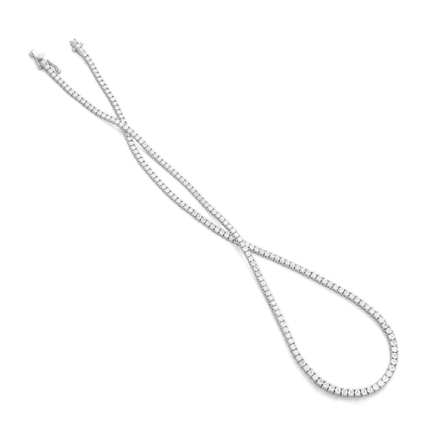 FACET - Witgouden tennis collier 44cm bezet met 182 briljant geslepen diamanten W/Si1 totaal ct. 6.00