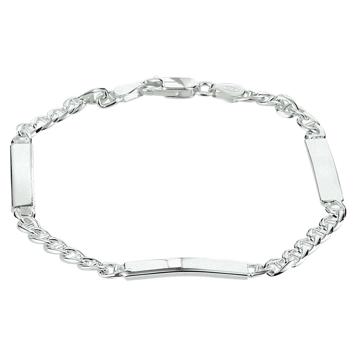 De armband is gemaakt van zilver en is zilverkleurig. Het is een sieraad voor dames.