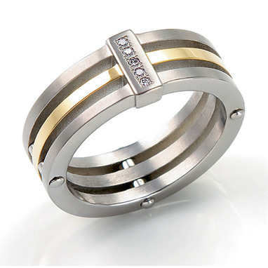 Boccia titanium ring met diamant 0.045 crt