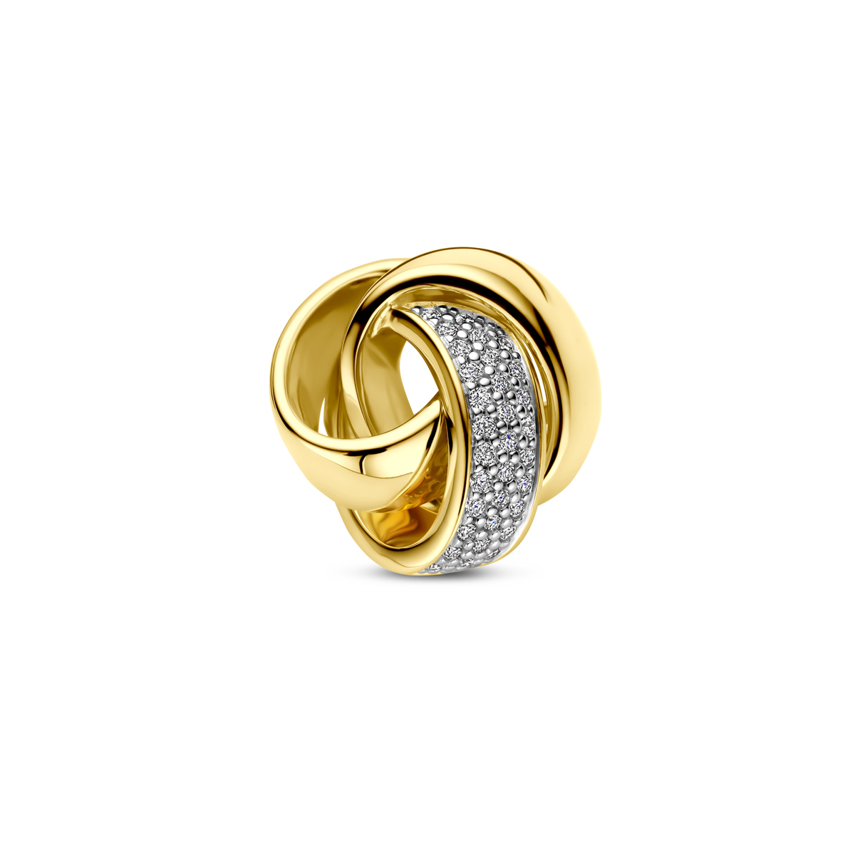 14k Geelgouden hanger uitgevoerd met diamant. De hanger heeft een afmeting van 14.5x14mm. Het diamantgewicht is 0.14ct.