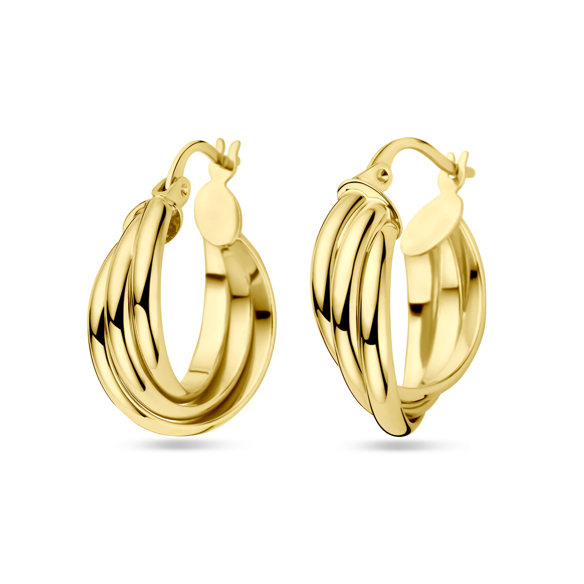 14k Geelgouden oorringen met een totale afmeting van 22,5x6.5mm.