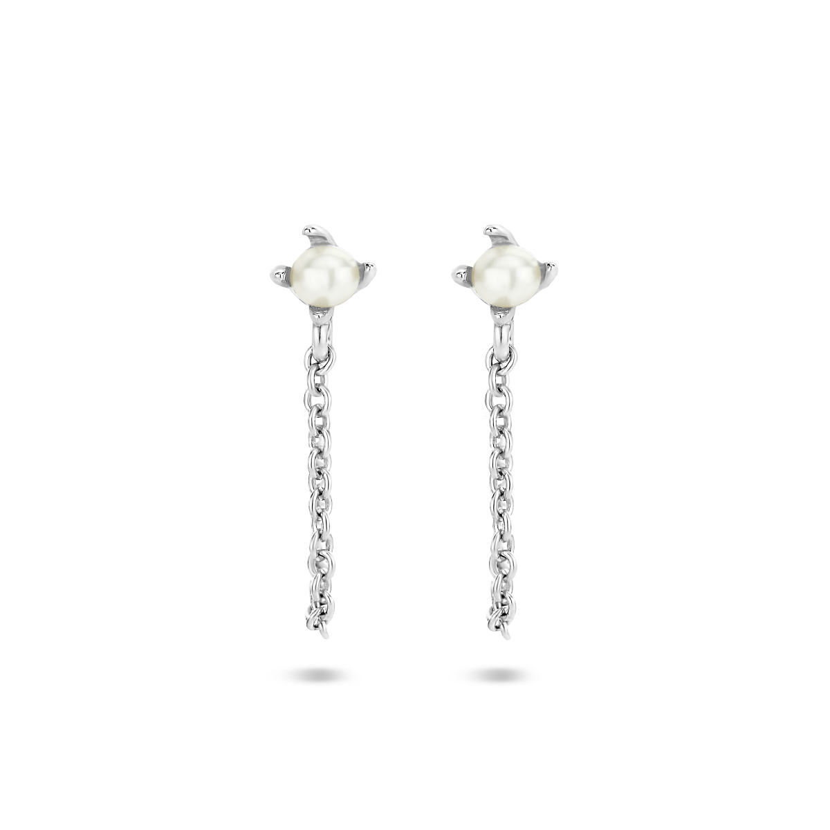 Gerhodineerd 925 zilveren oorhangers uitgevoerd met een zoetwaterparel van 2.5mm.