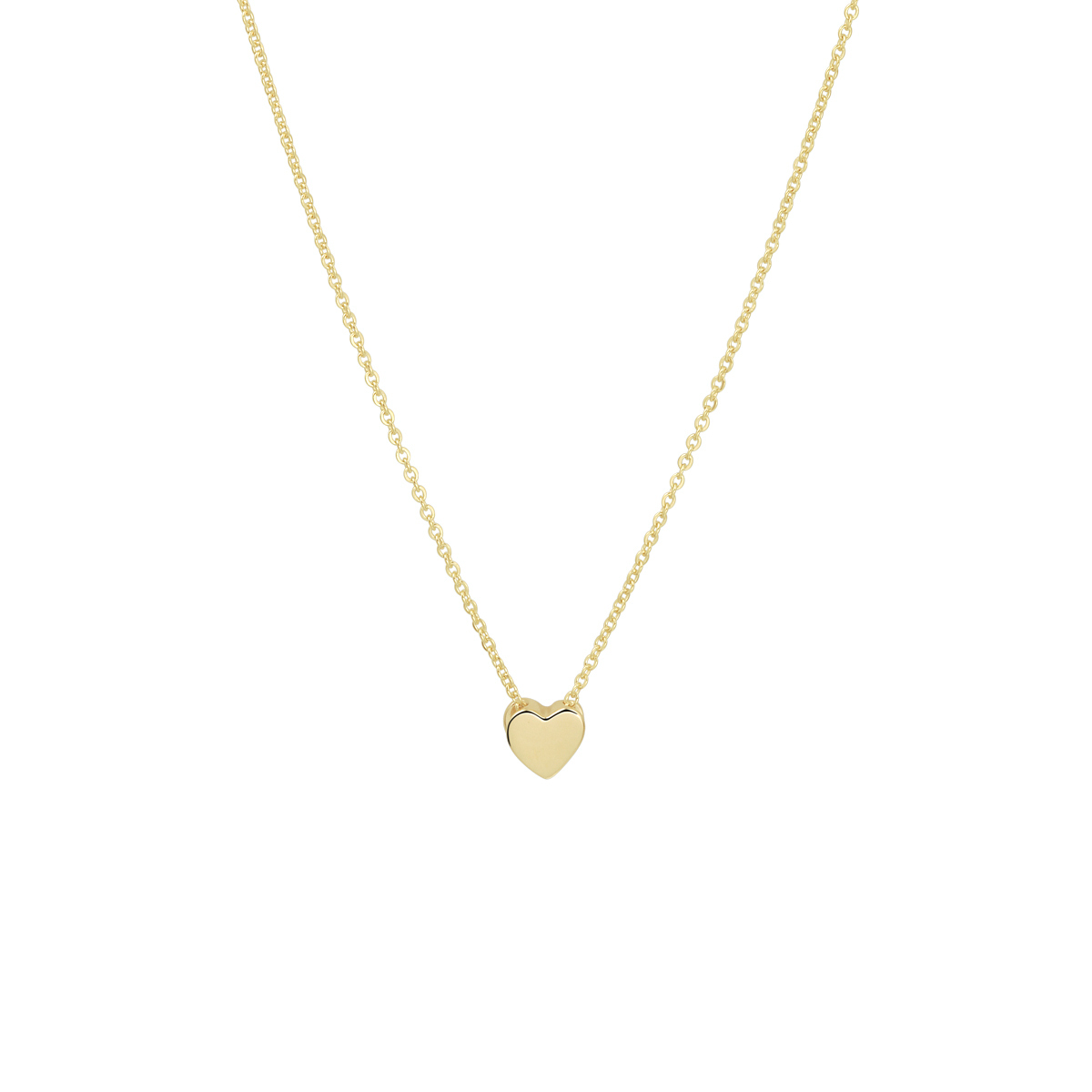14k Geelgouden collier uitgevoerd met een hartje. Het collier heeft draaglengtes van 41, 43 en 45cm. Het hartje heeft een afmeting van 5x5.5mm.