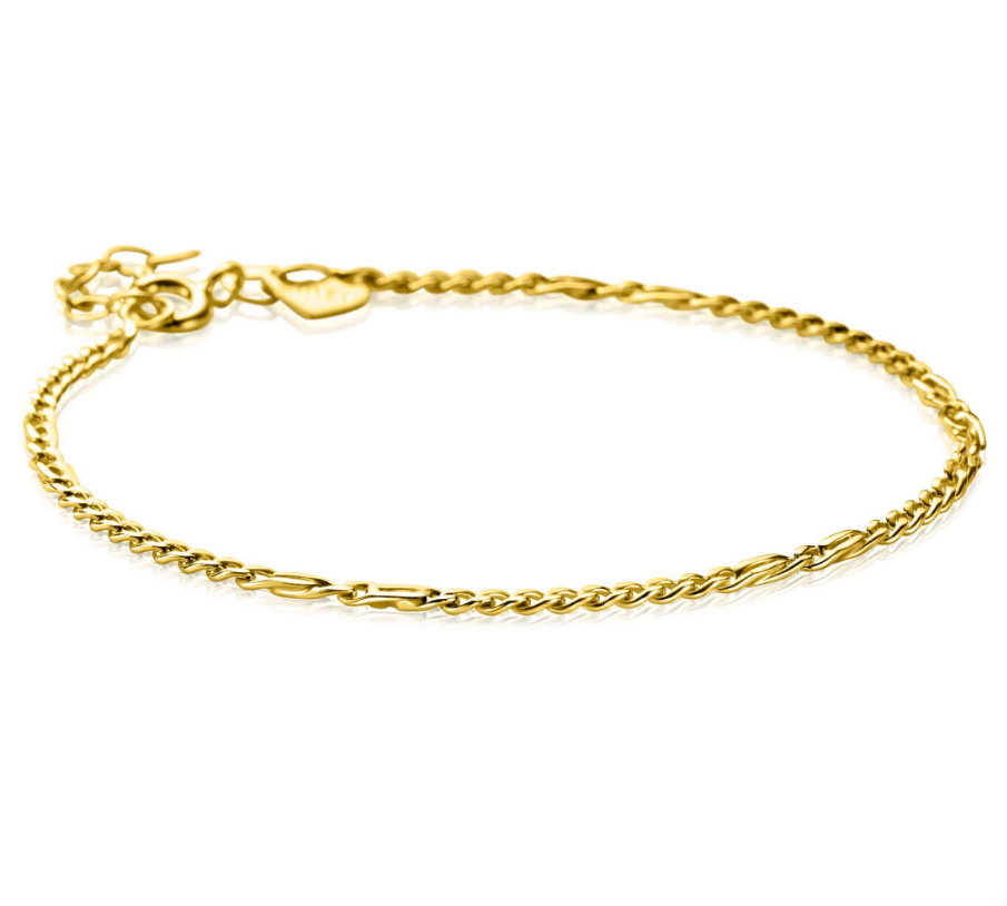 ZINZI Gold 14 karaat gouden massieve gourmet armband met valkenoog schakels 2mm breed 17-19cm ZGA498