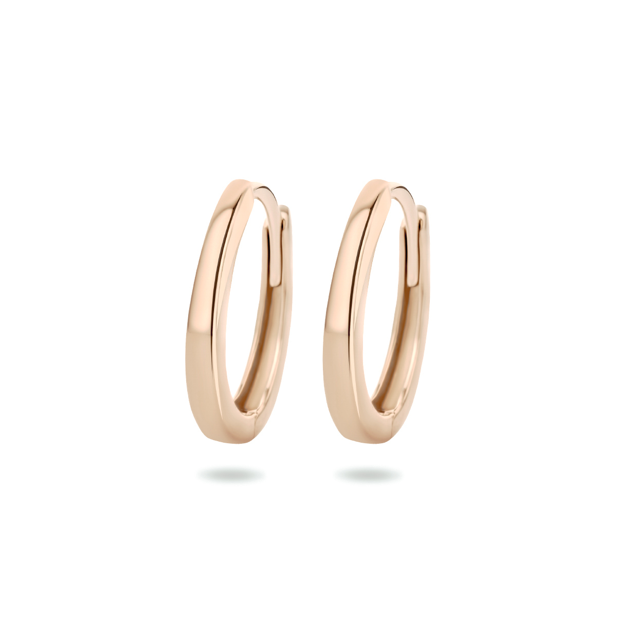 14k Rosegouden klapoorringen. De klapoorringen hebben een afmeting van 13.5x2mm.