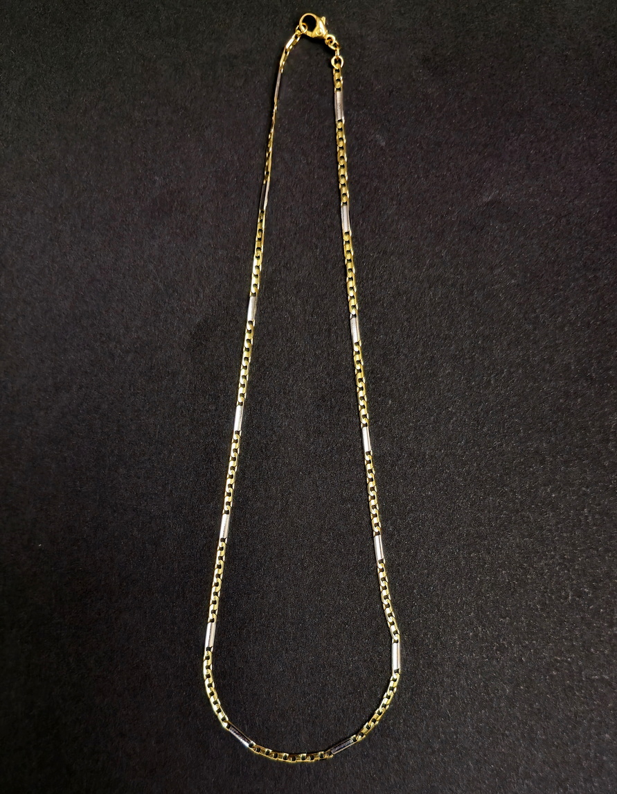 Prachtig massief bicolor collier met openschakel