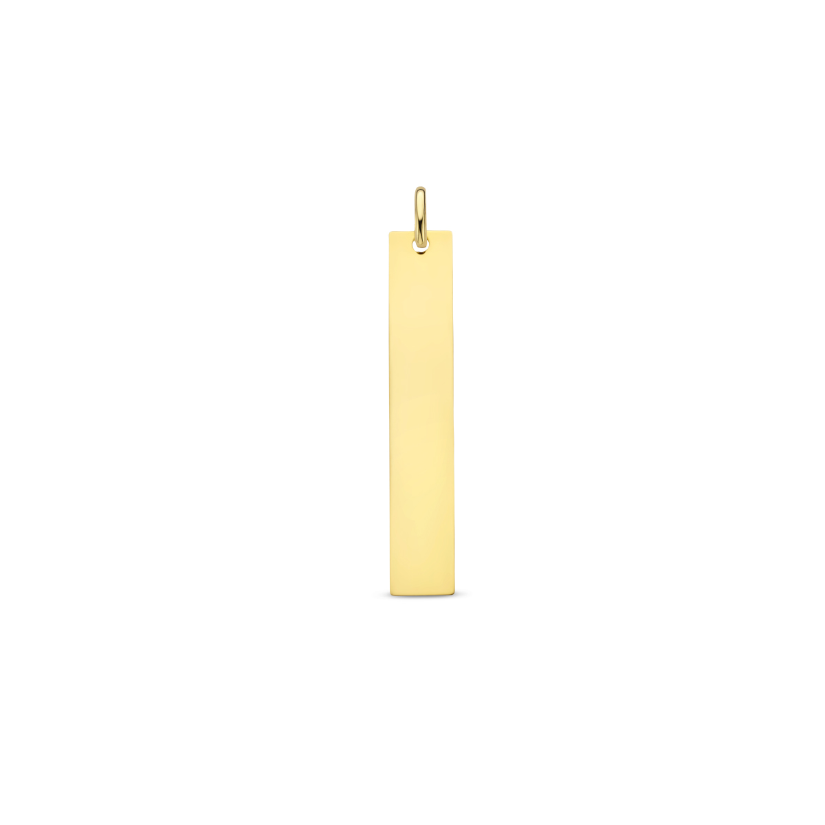 14k Geelgouden hanger met een totale hoogte van 3.9cm. De rechthoek heeft een afmeting van 35x6mm.