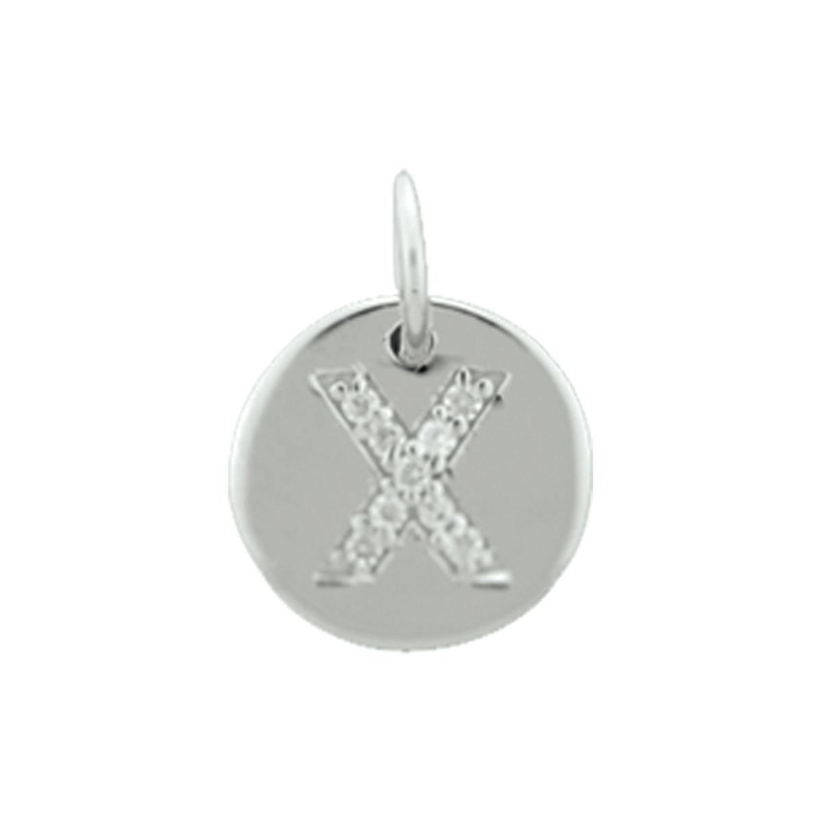 Beschrijving: Gerhodineerd zilveren bedel met de letter X en zirkonia. 
Uniekenummer serie: 35761
Verpakt per: 1
Doelgroep: unisex
Breedte: 9.5 mm
Zetting: entourage (rijzetting)