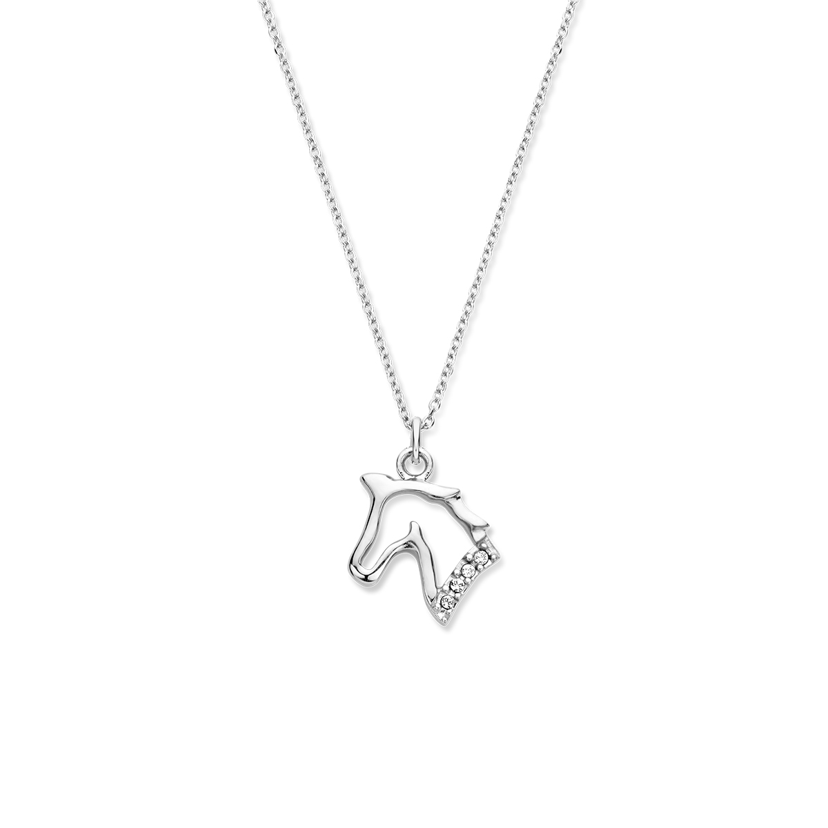 Zilveren collier - Gerhodineerd - Paard - 0,9 mm - 36 + 3 cm