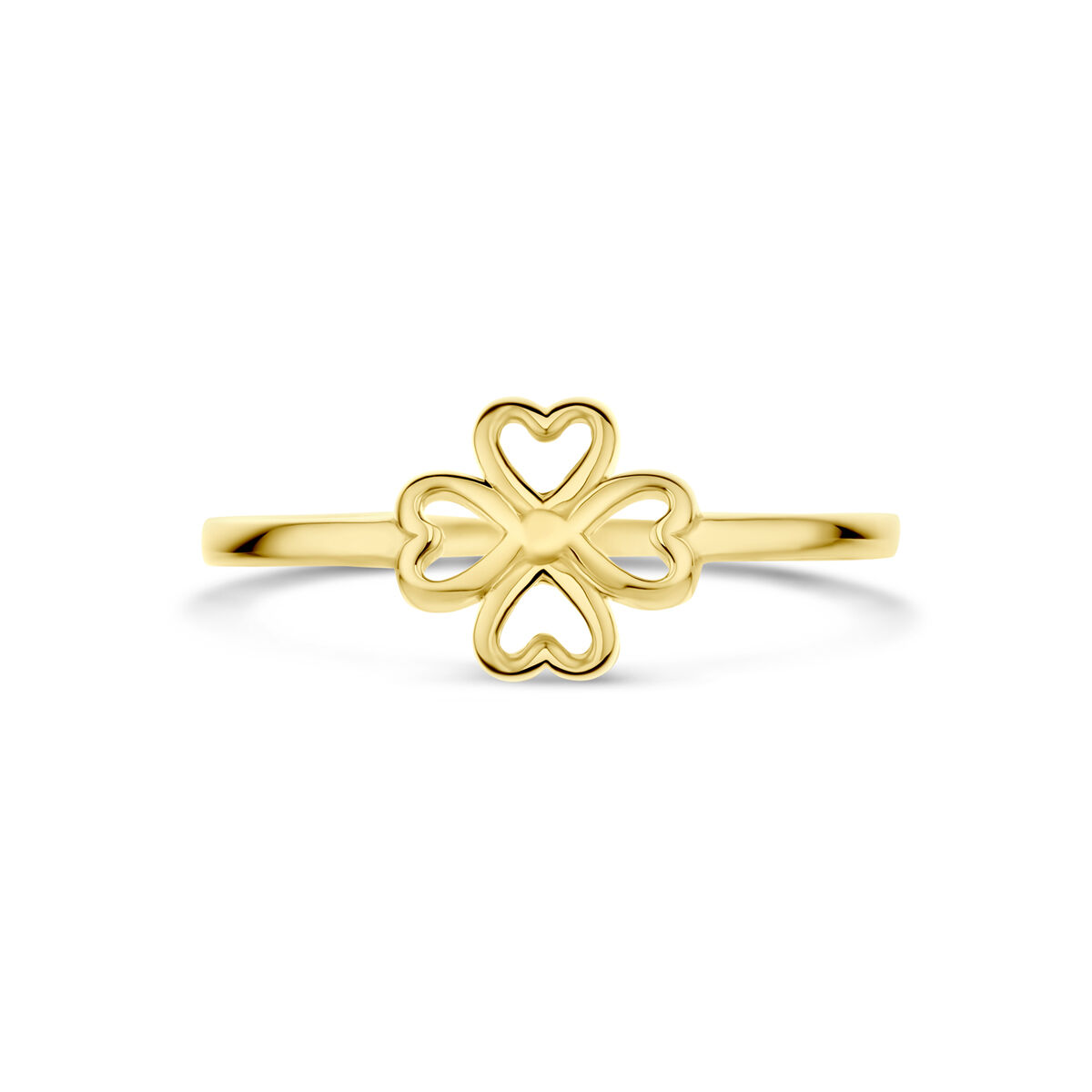 Gouden ring met klavertje 4