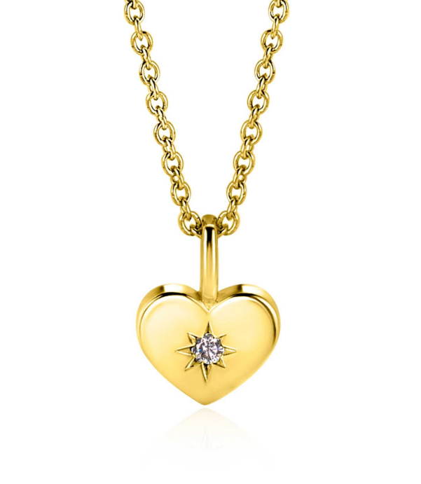 APRIL hanger 12mm gold plated hart geboortesteen witte zirconia (zonder collier)