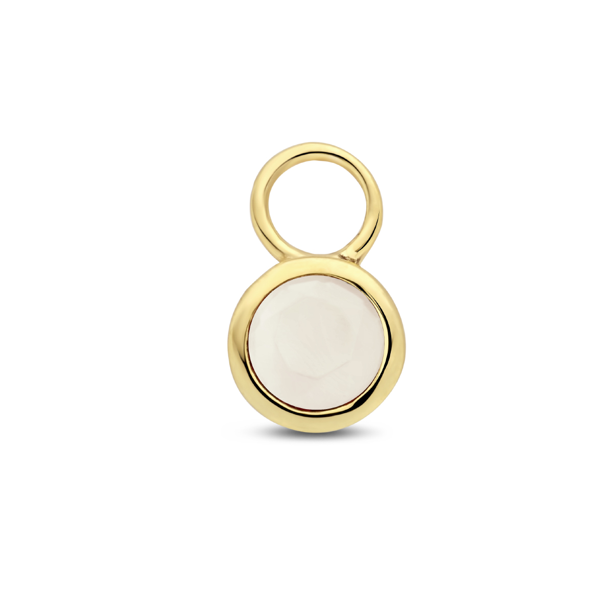 14k Geelgouden oorringhanger uitgevoerd met een maansteen. De hanger heeft een afmeting van 8.5x6mm. De oorringhanger wordt per stuk verkocht. De oorringhanger kan gecombineerd worden met een oorring met een buisdikte van 2mm. Deze hanger wordt per stuk verkocht ipv per paar.