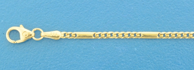14K geelgouden gourmette armband met tussenstuk. 
Lengte 20cm, breedte 2mm