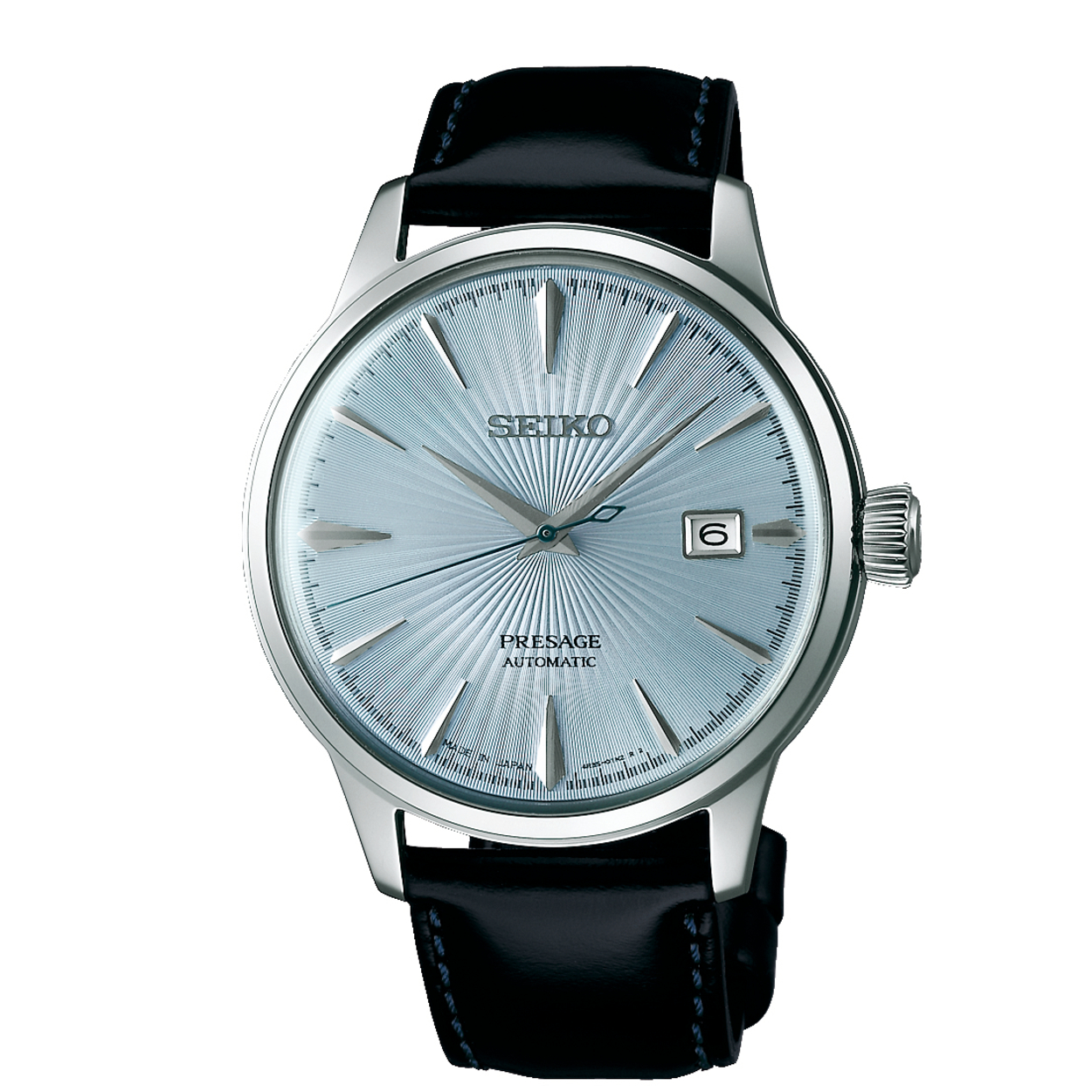 Dit herenhorloge is van het merk Seiko. Het is een analoog horloge gemaakt van leer. De diameter van de kast is 40.5 mm en de kast is 11.8 mm dik.
De verdere specificaties van het horloge zijn als volgt:
Glassoort: hardlex mineraal glas
Bandbreedte: 20
Kastmateriaal: staal
Waterdichtheid: 5 ATM
Techniek: automaat