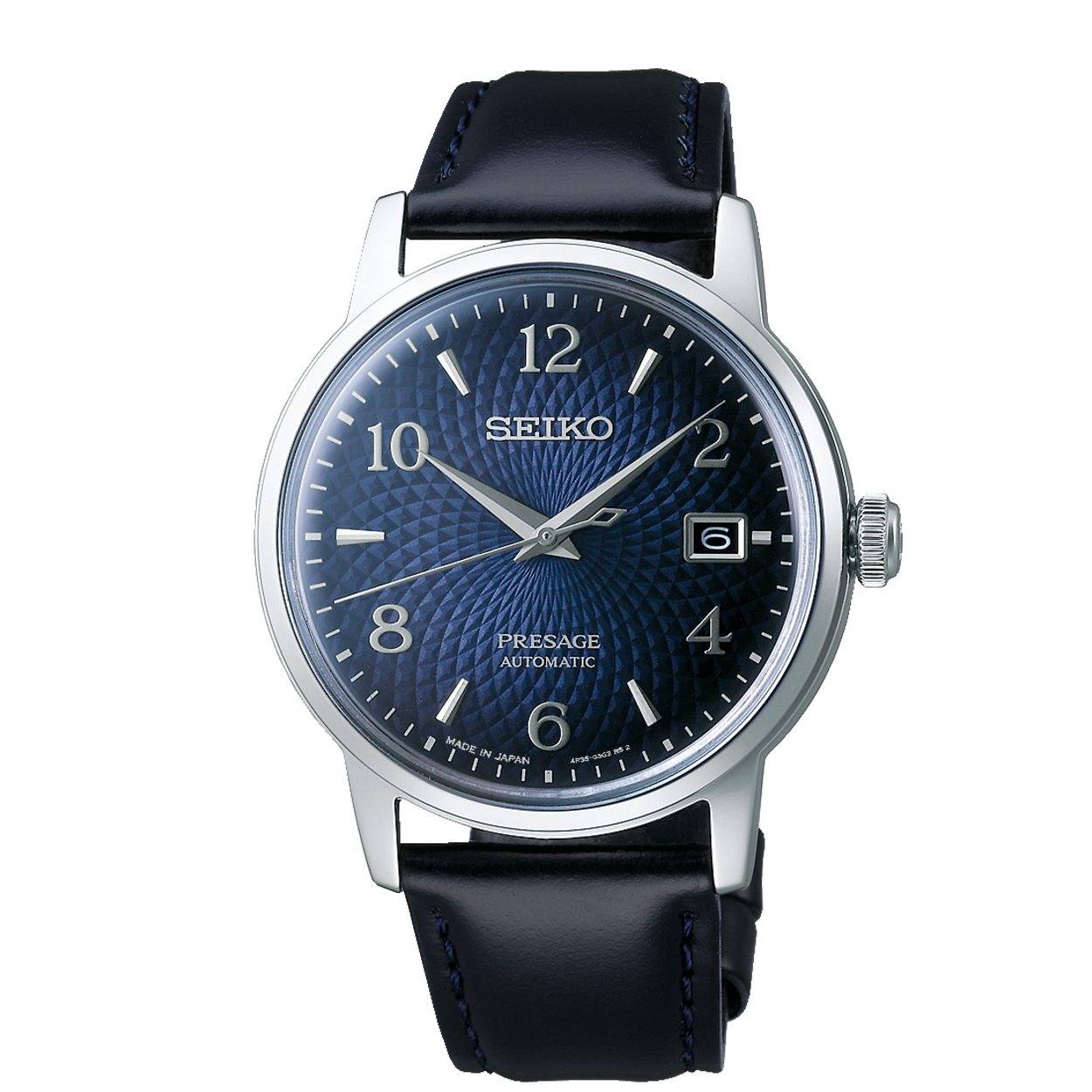 Dit herenhorloge is van het merk Seiko. Het is een analoog horloge gemaakt van leer. De diameter van de kast is 38.5 mm en de kast is 12 mm dik.
De verdere specificaties van het horloge zijn als volgt:
Glassoort: hardlex mineraal glas
Bandbreedte: 16
Kastmateriaal: staal
Waterdichtheid: 5 ATM
Techniek: automaat