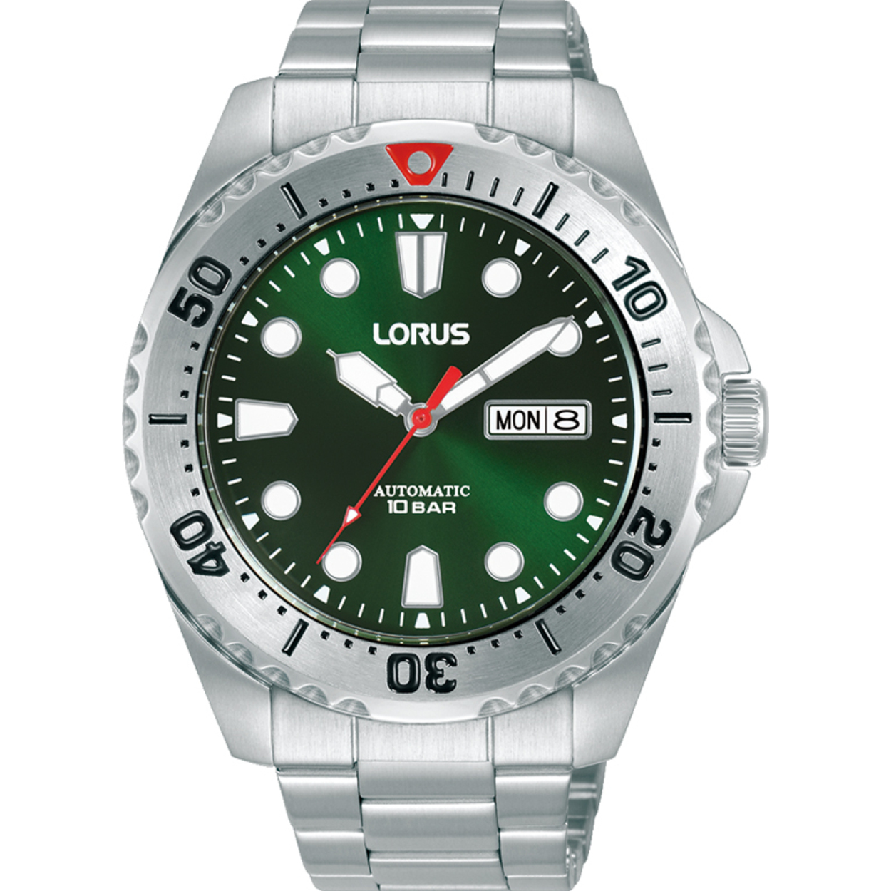 Dit is een herenhorloge van het merk Lorus. Het is een analoog horloge gemaakt van staal. De diameter van de kast is 44 mm en de kast is 13 mm dik.
De verdere specificaties van het horloge zijn als volgt:
Kastvorm: rond
Kastkleur: zilverkleurig
Kastmateriaal: staal
Bandbreedte: 22 mm
Bandlengte: 264 mm
Sluiting: vouwsluiting met drukker
Wijzerplaatkleur: groen
Glassoort: hardlex mineraal glas
Waterdichtheid: 10 ATM
Techniek: quartz