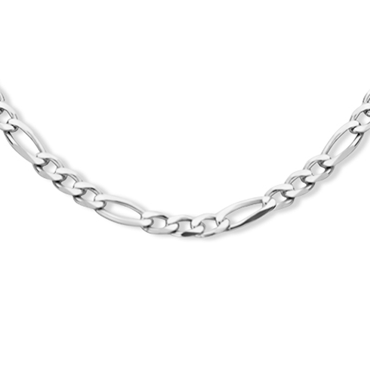 Gerhodineerd 925 zilveren figaro lengte artikel met een schakelbreedte van 3.3mm. Het lengte artikel heeft een stevige karabijn sluiting.